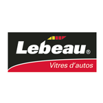 Le logo de lebeau vitres d'autos est noir et rouge.