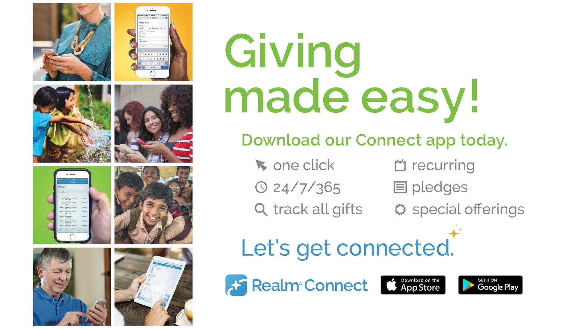 A poster that says giving made easy on it