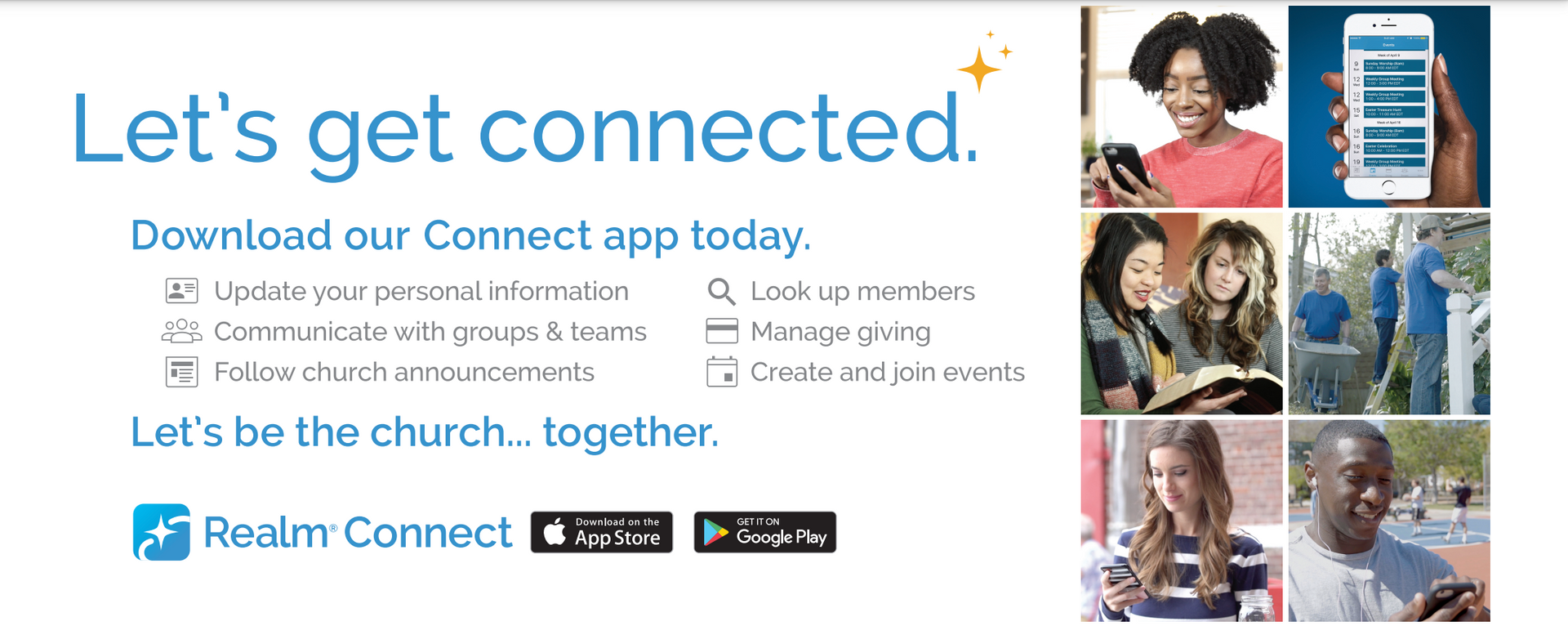 A poster that says let 's get connected on it