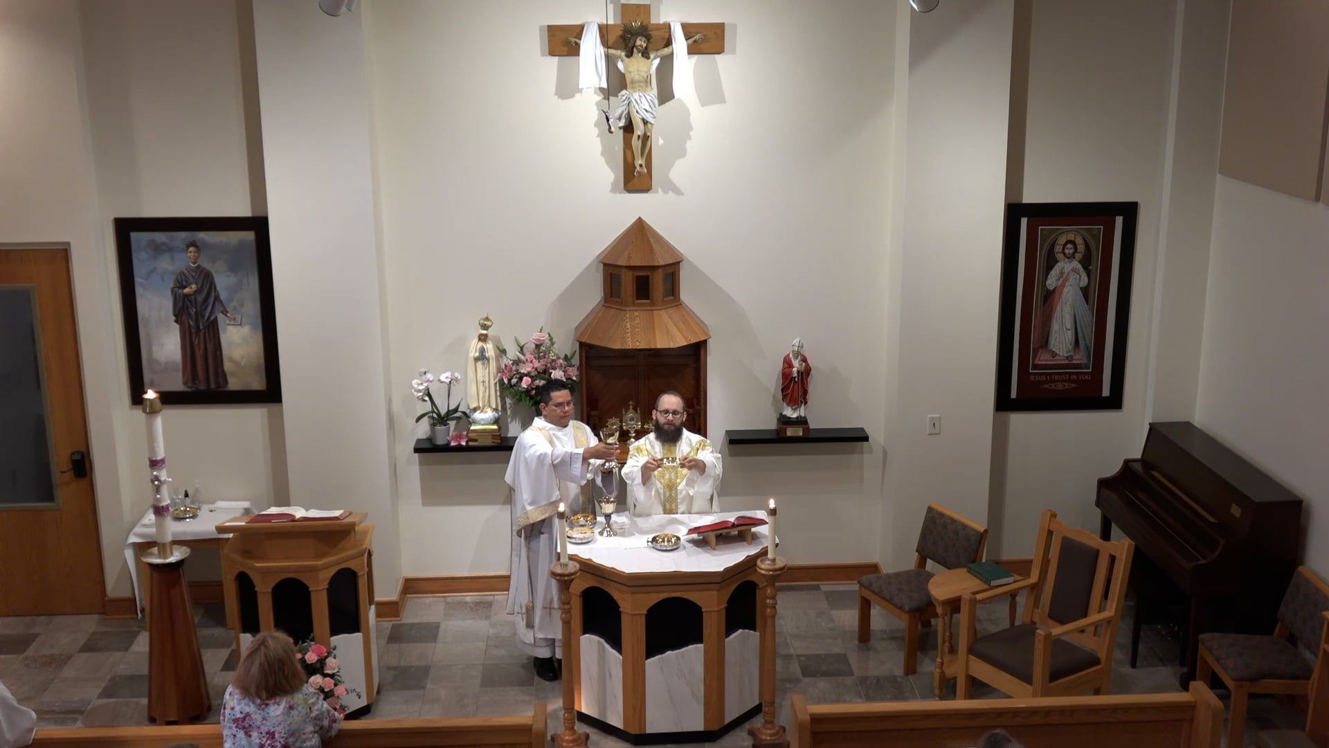 Fr. Joe and Deacon Renzo celebrating mass in the chapel 