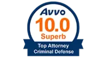 A logo for avvo 10.0 superb top attorney criminal defense