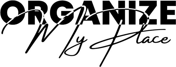 A black and white logo for organize my place.