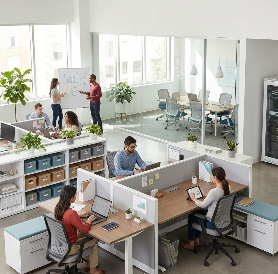 Organized open-plan office designed for scalable business growth