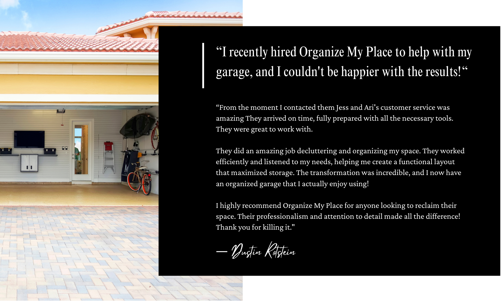 Testimonial with quote about 