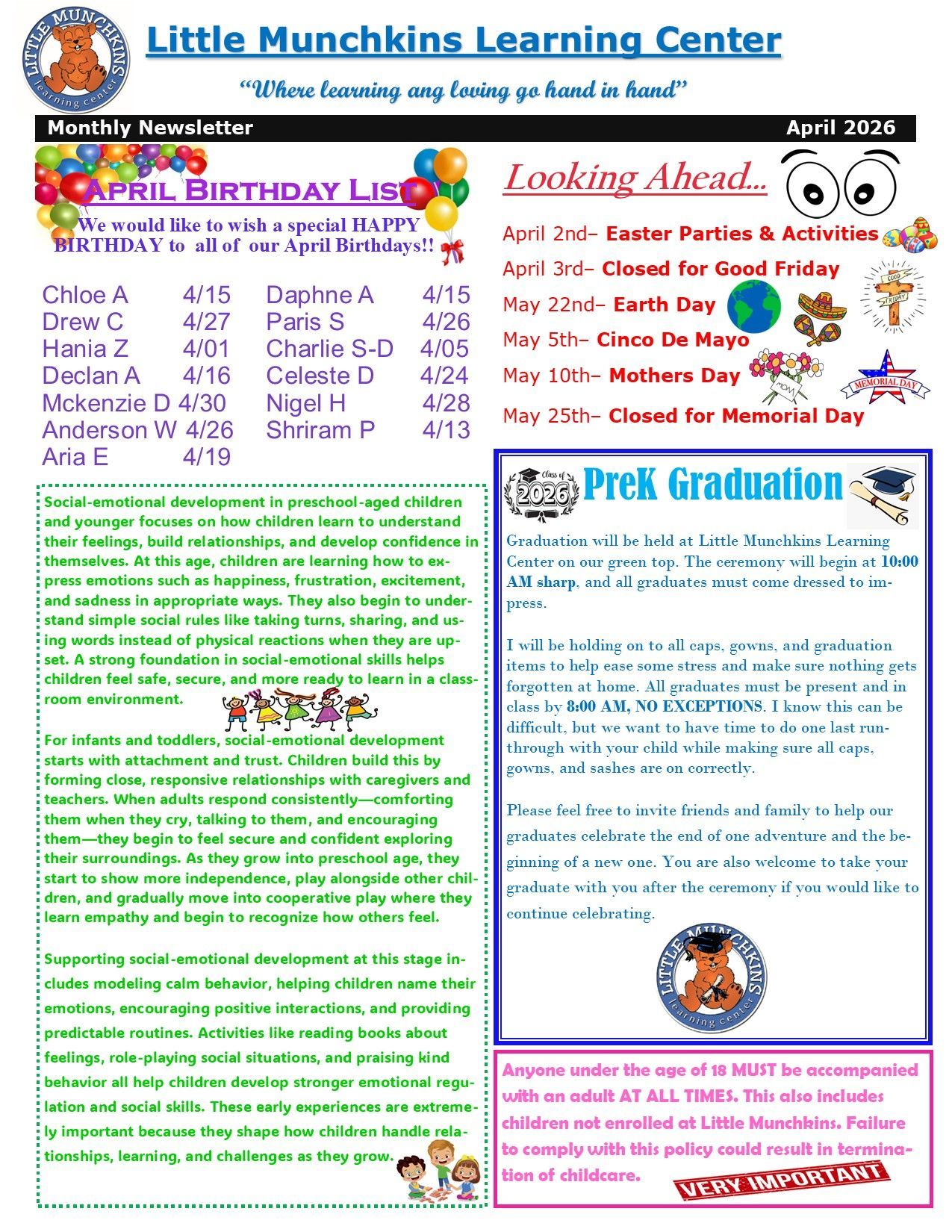 Breakfast Menu 2021 — Austin, TX — Little Munchkins Learning Center