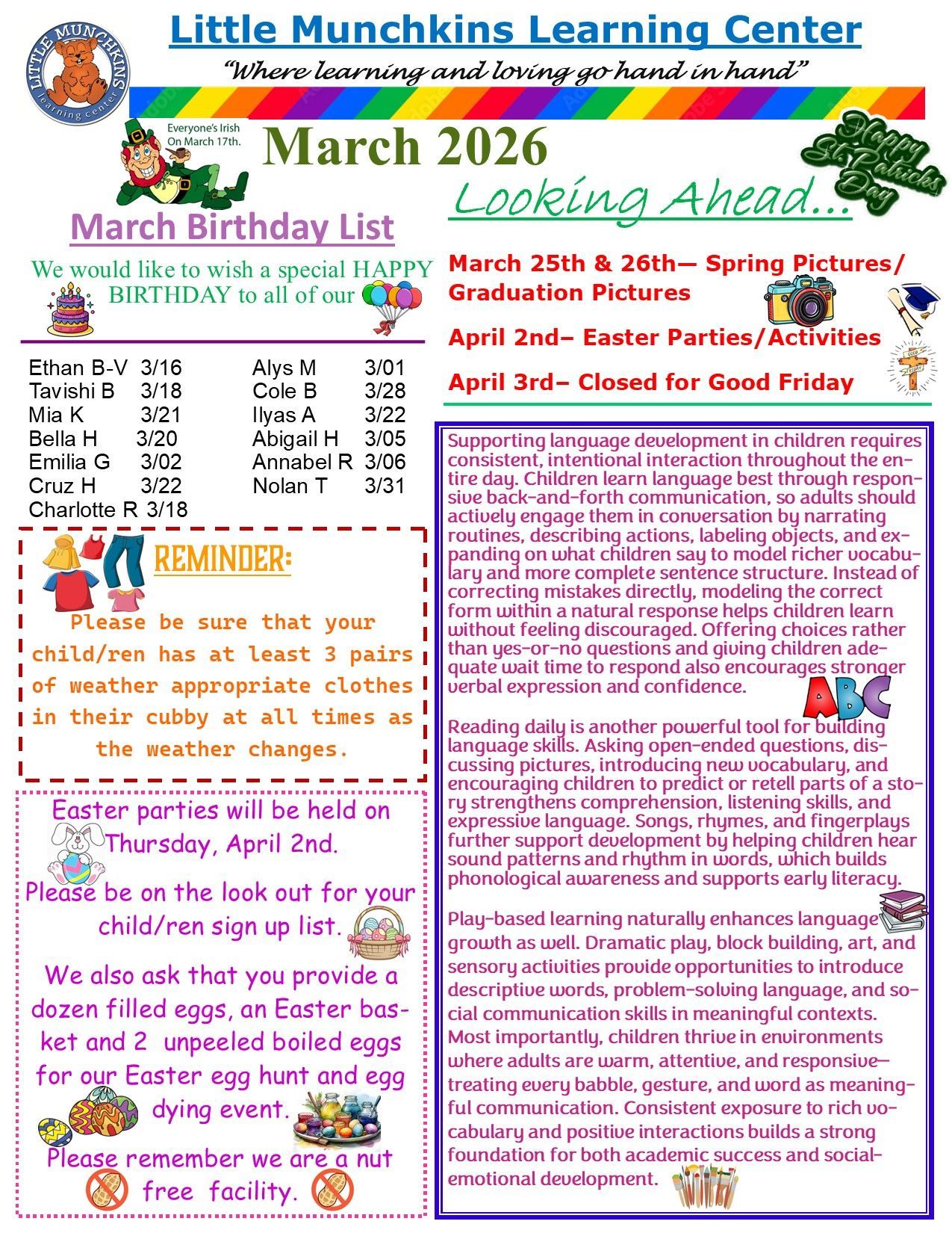 Breakfast Menu 2021 — Austin, TX — Little Munchkins Learning Center