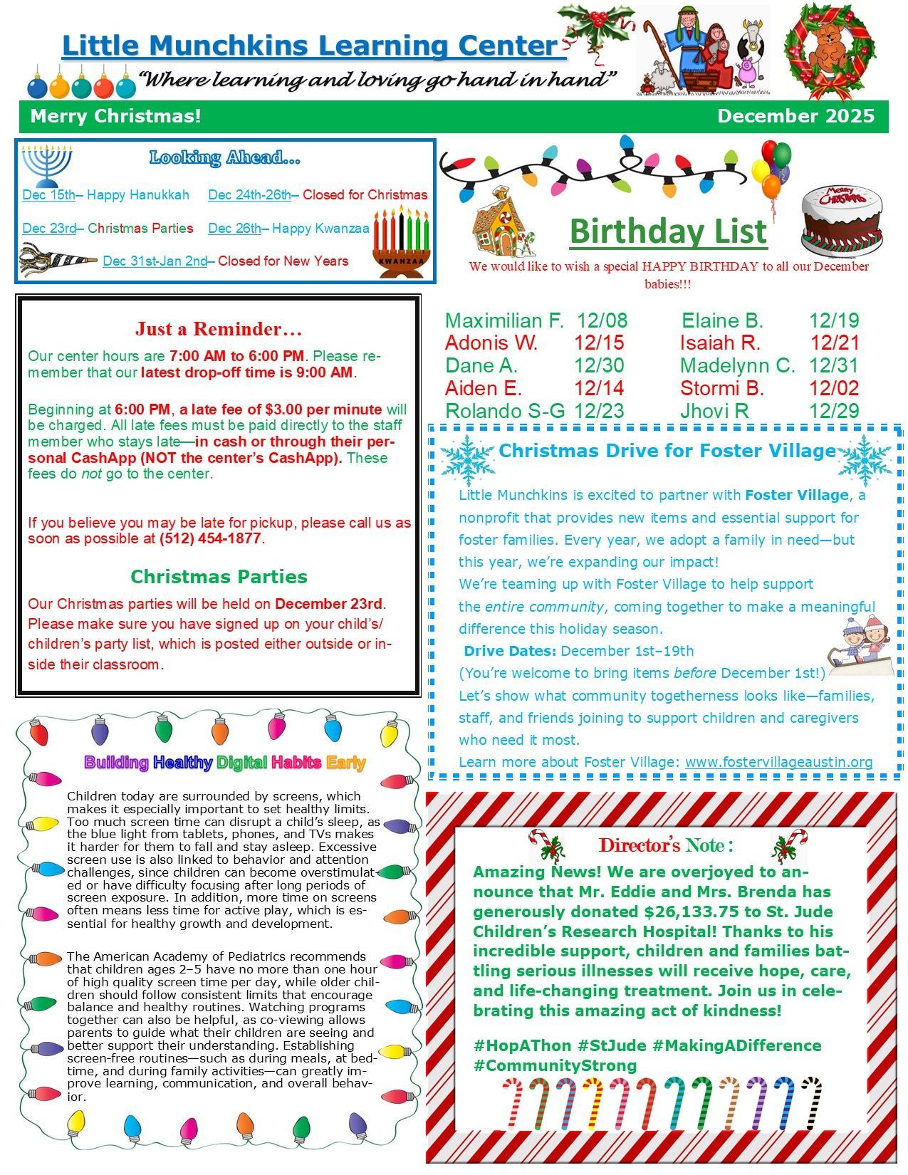 Breakfast Menu 2021 — Austin, TX — Little Munchkins Learning Center