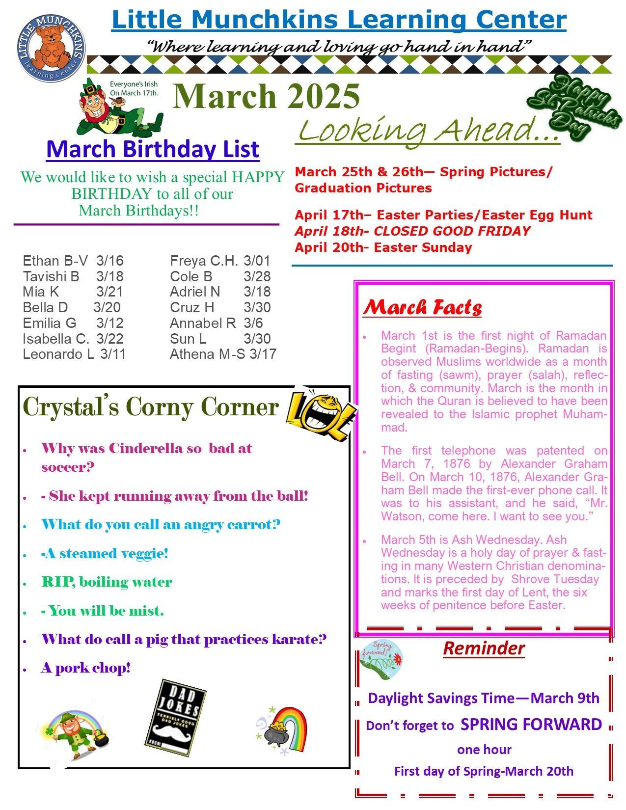 Breakfast Menu 2021 — Austin, TX — Little Munchkins Learning Center