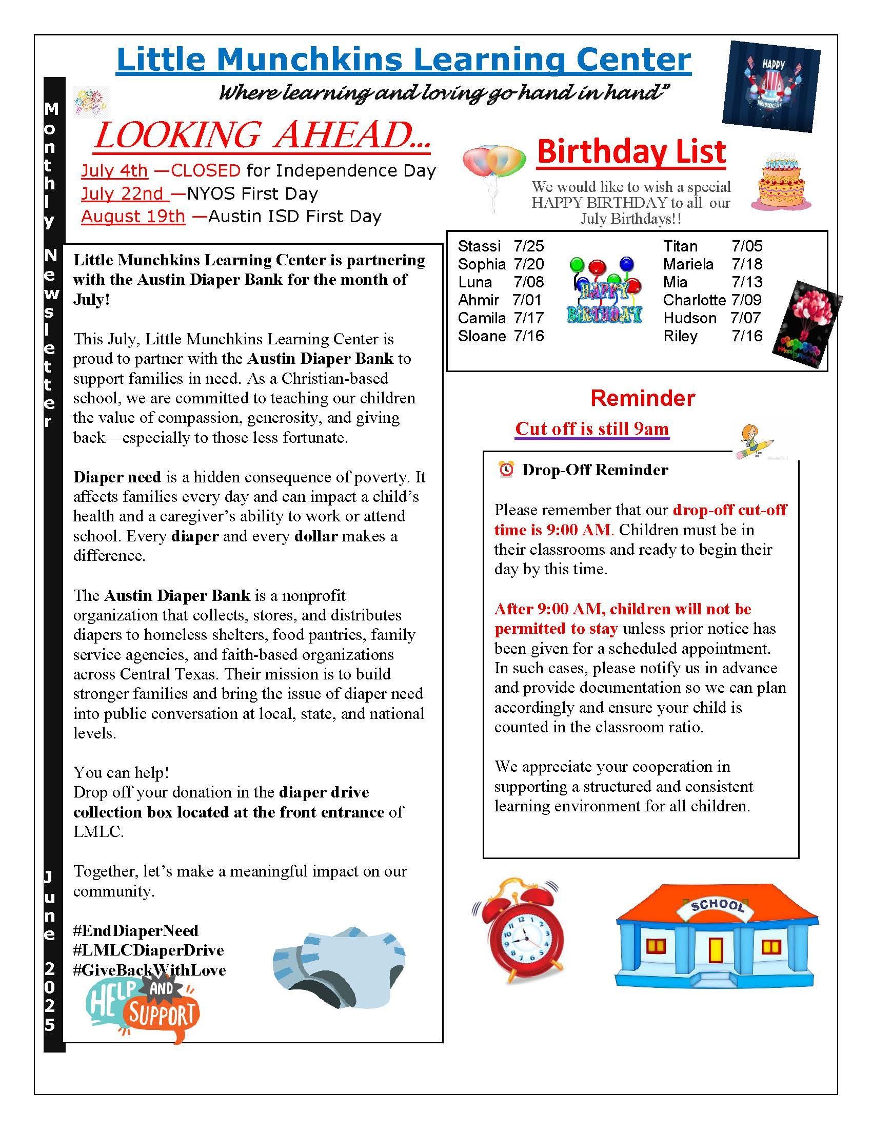 Breakfast Menu 2021 — Austin, TX — Little Munchkins Learning Center