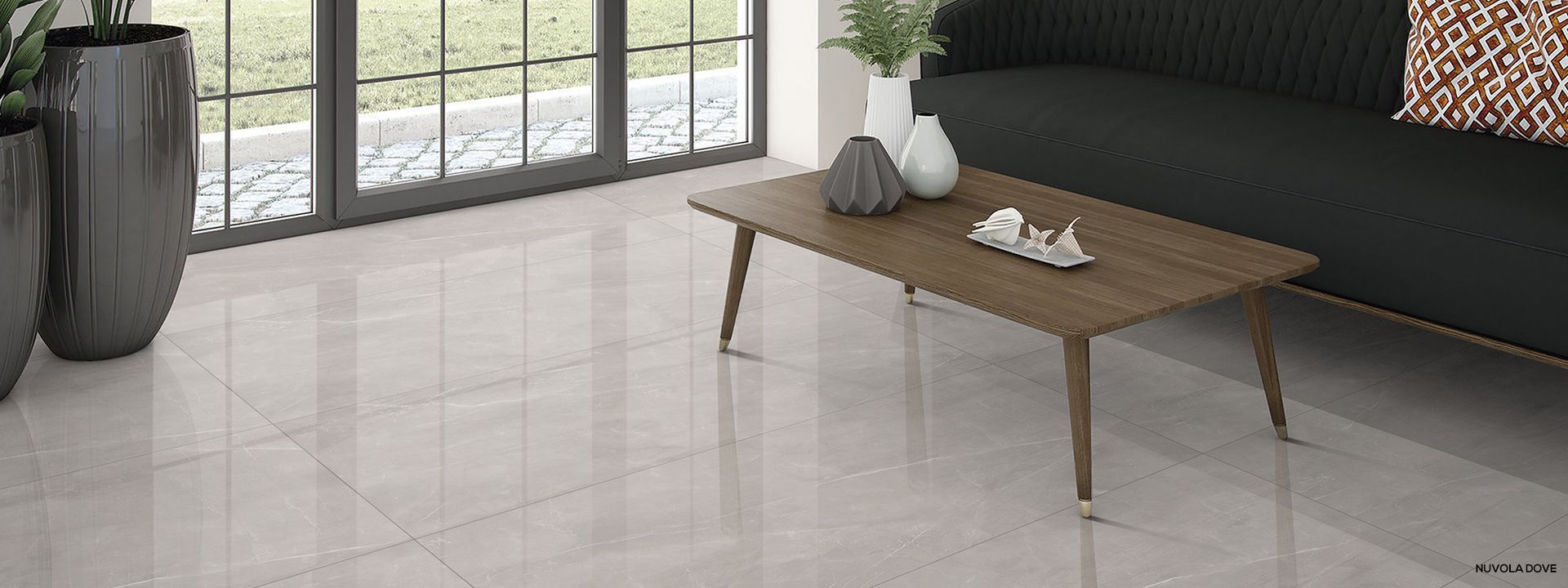 Un soggiorno con divano, tavolino e piante in vaso.