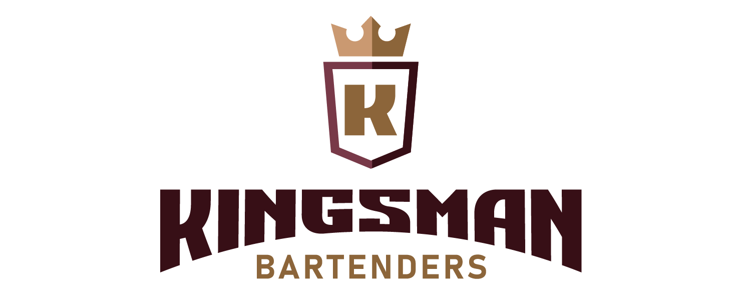 The logo for kingsman bartenders has a crown on it.