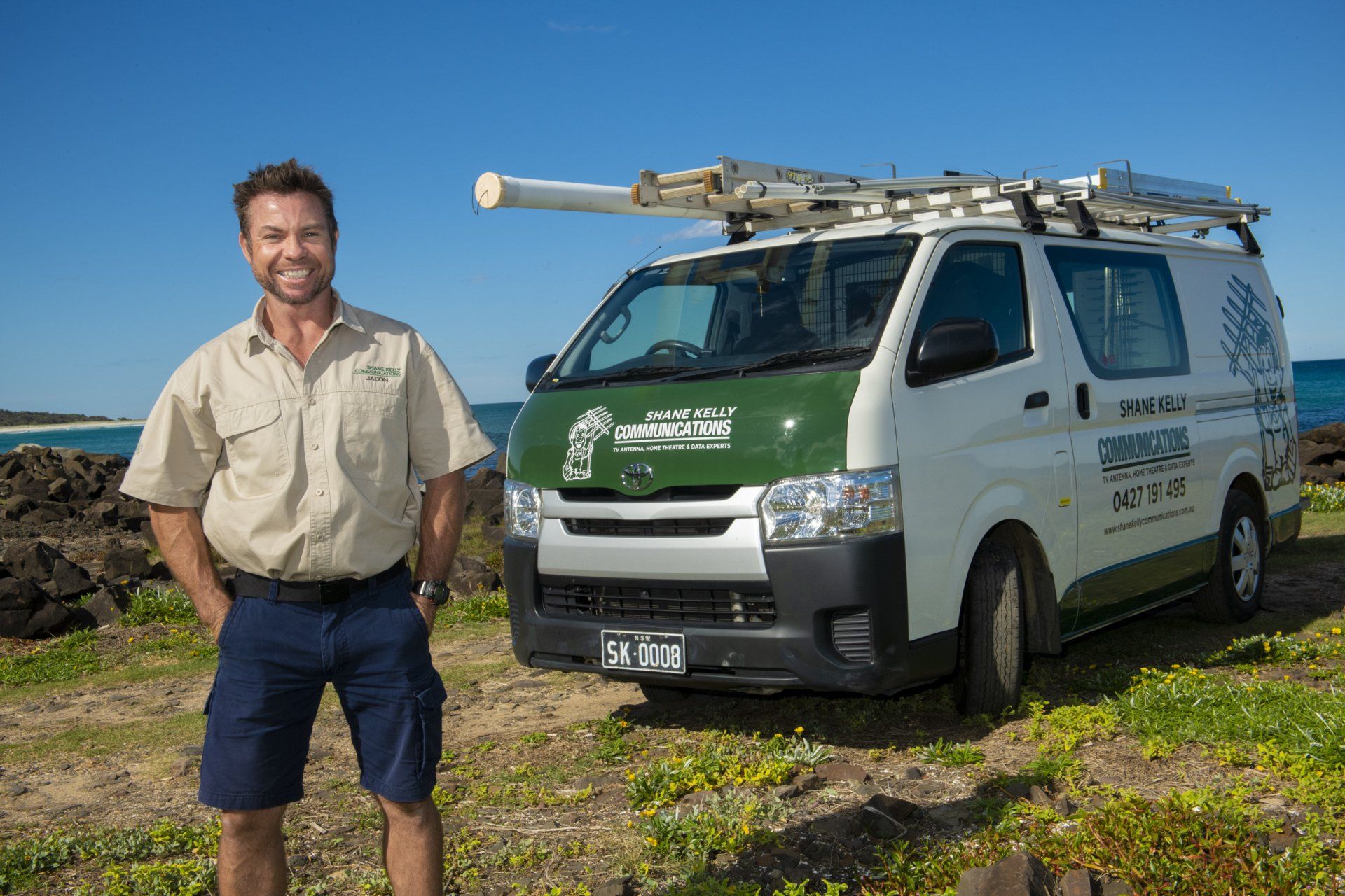 Shane next to work van — TV & Internet Services in Ballina, NSW