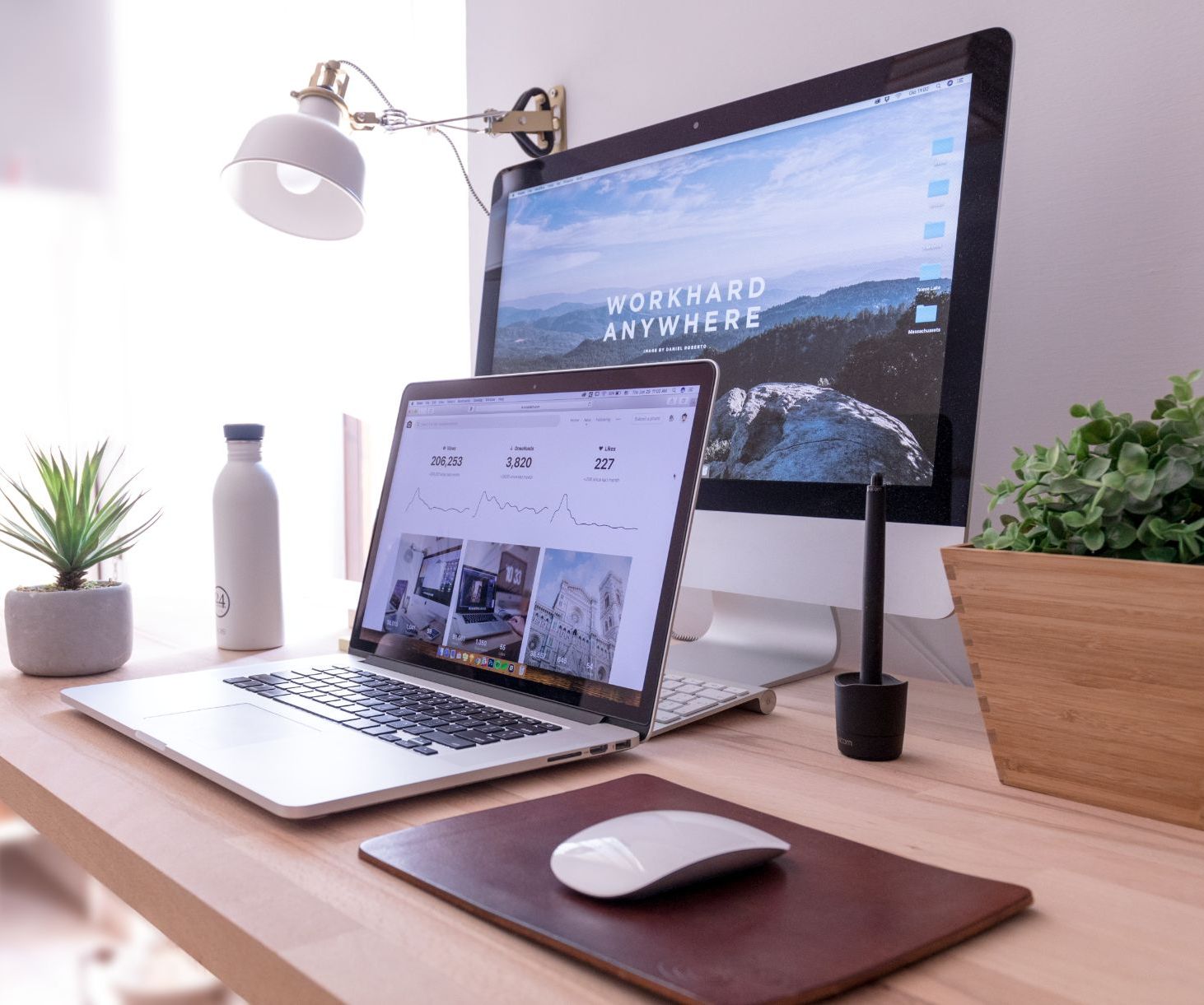 iMac Computer And Mac Book On Wooden Table — Shane Kelly Communications In Lennox Head, NSW
