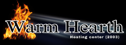 A logo for warm hearth home heating control