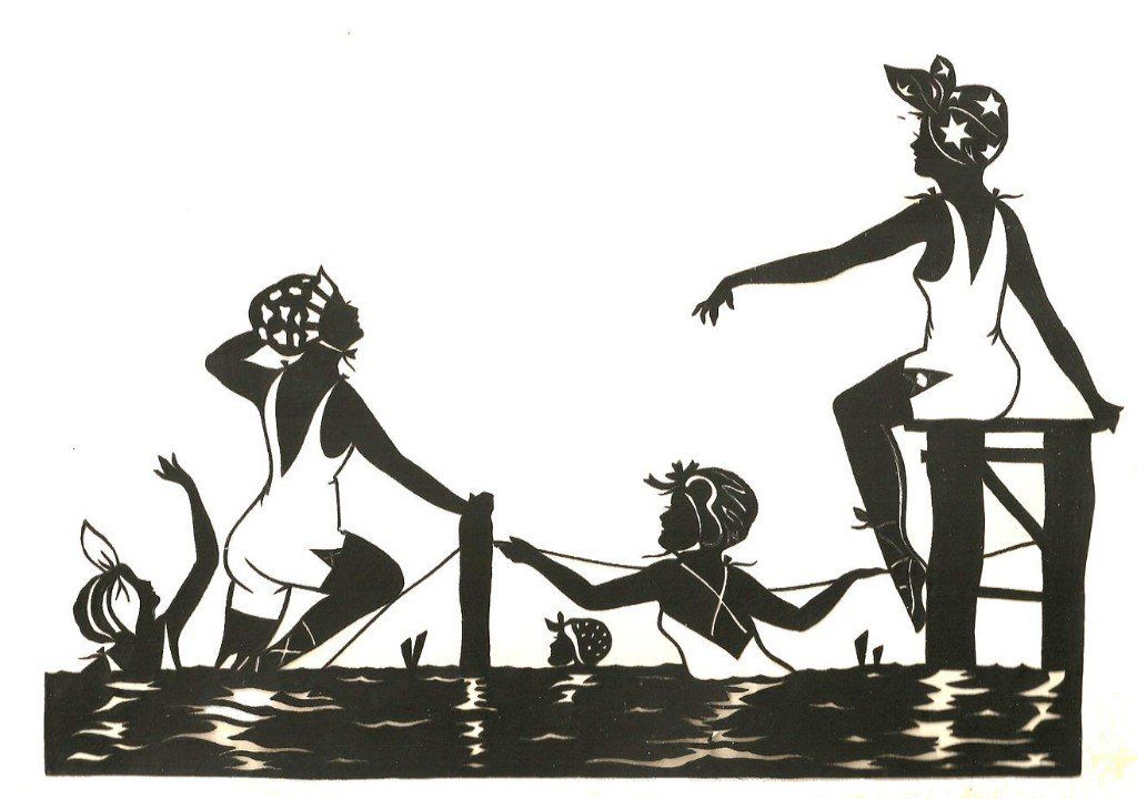 Dames in het water Knipwerk van dames in het water