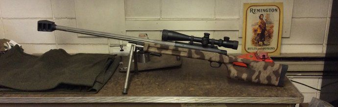 A rifle gun with brown pattern design