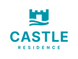 Castle Residence logo with teal castle icon and text on white background