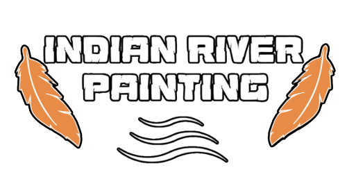 A black and white logo for indian river painting