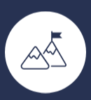A mountain with a flag on top of it in a circle.