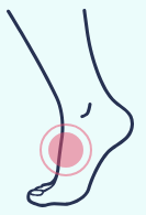 A drawing of a foot with a pink circle around it.
