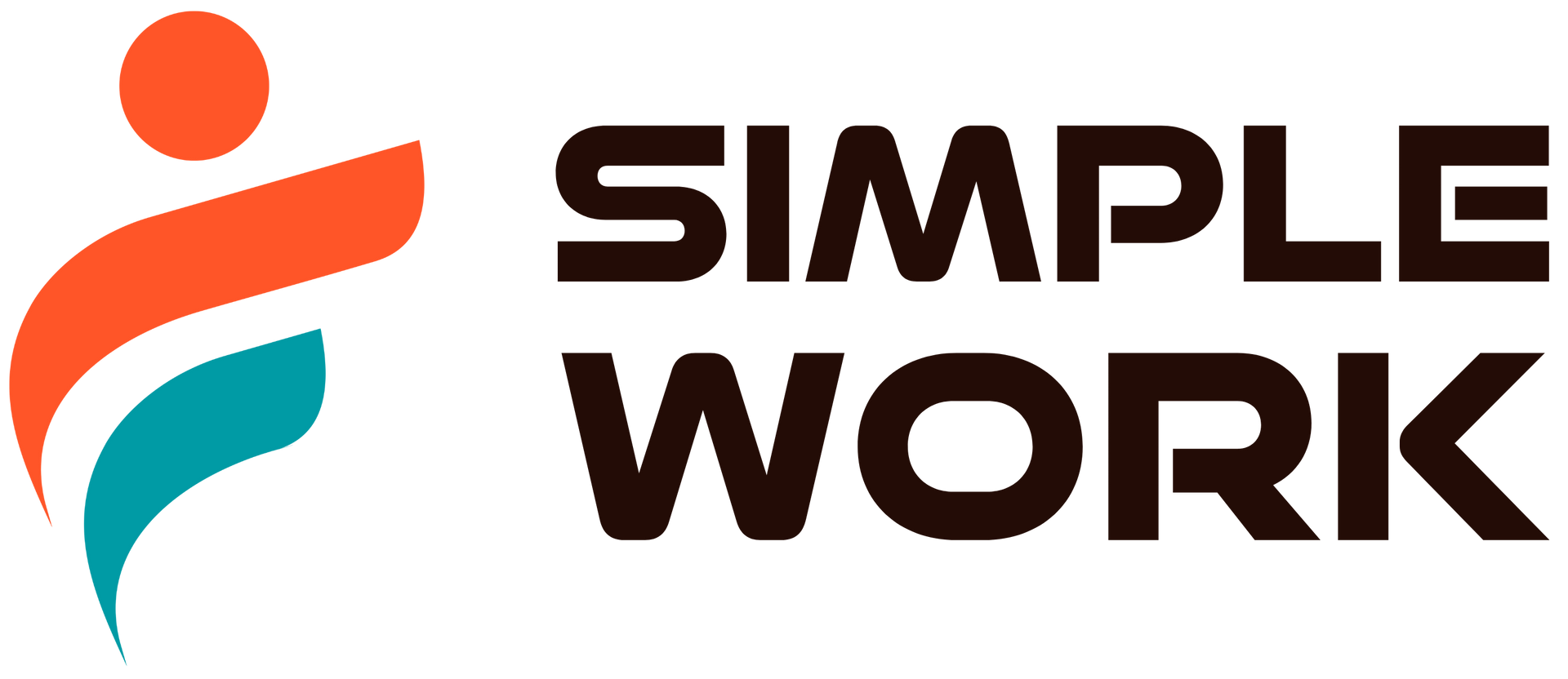 Een logo voor eenvoudig werk met een persoon in het midden.