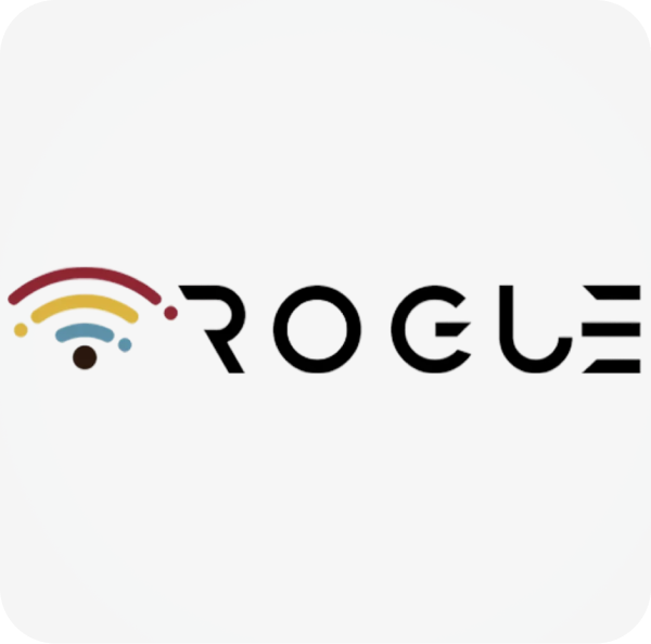 A rogue logo with a wifi symbol on a white background.