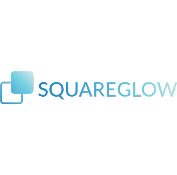 A blue square with the word squareglow on it