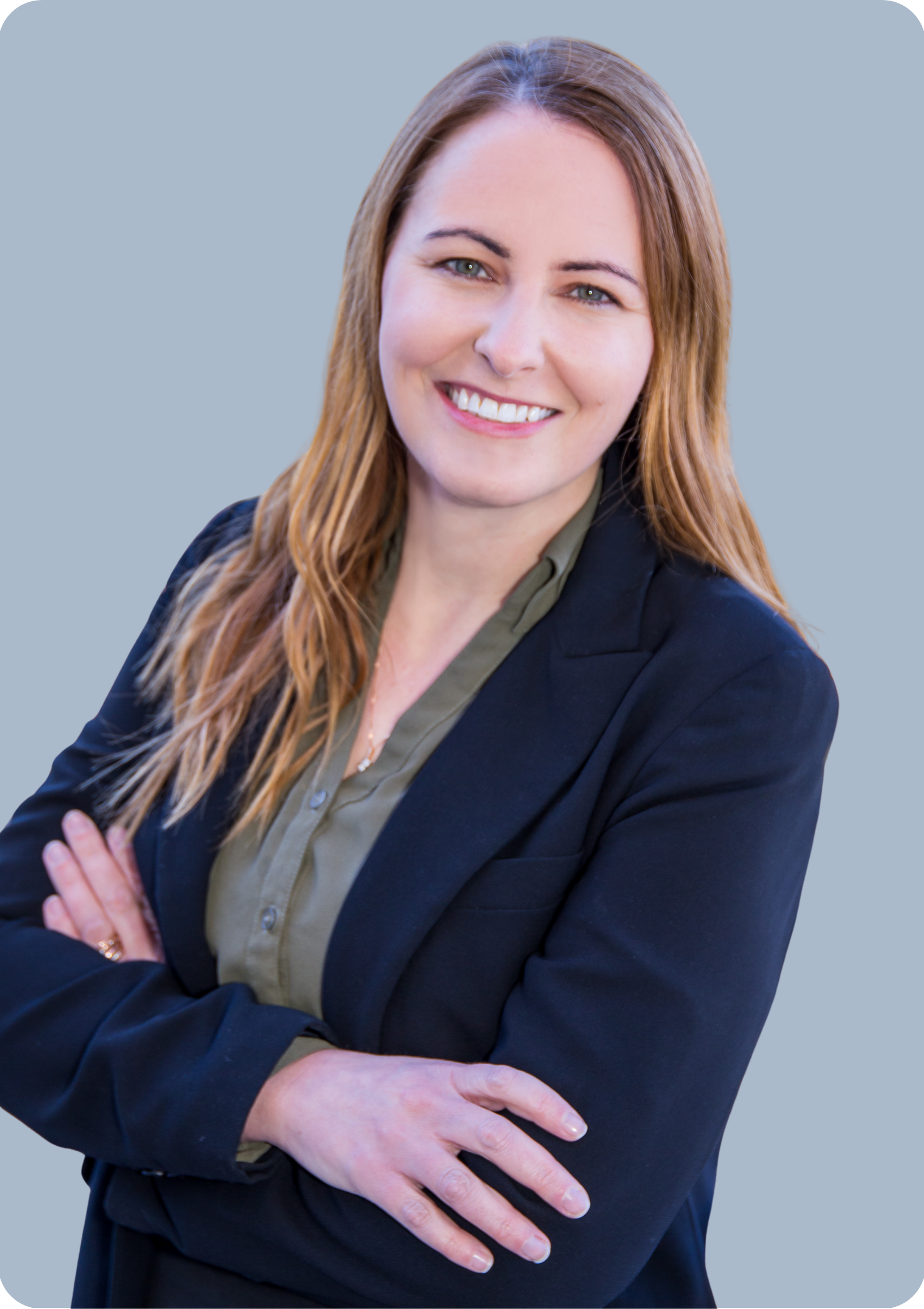 A business woman crossing arms