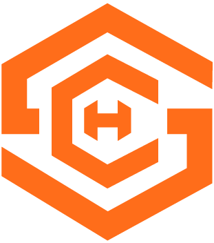 Orange hexagon logo with interlocking letters: S, C, G and H in center.