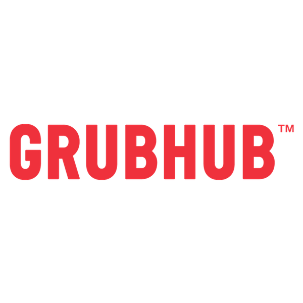 A red logo for grubhub on a white background