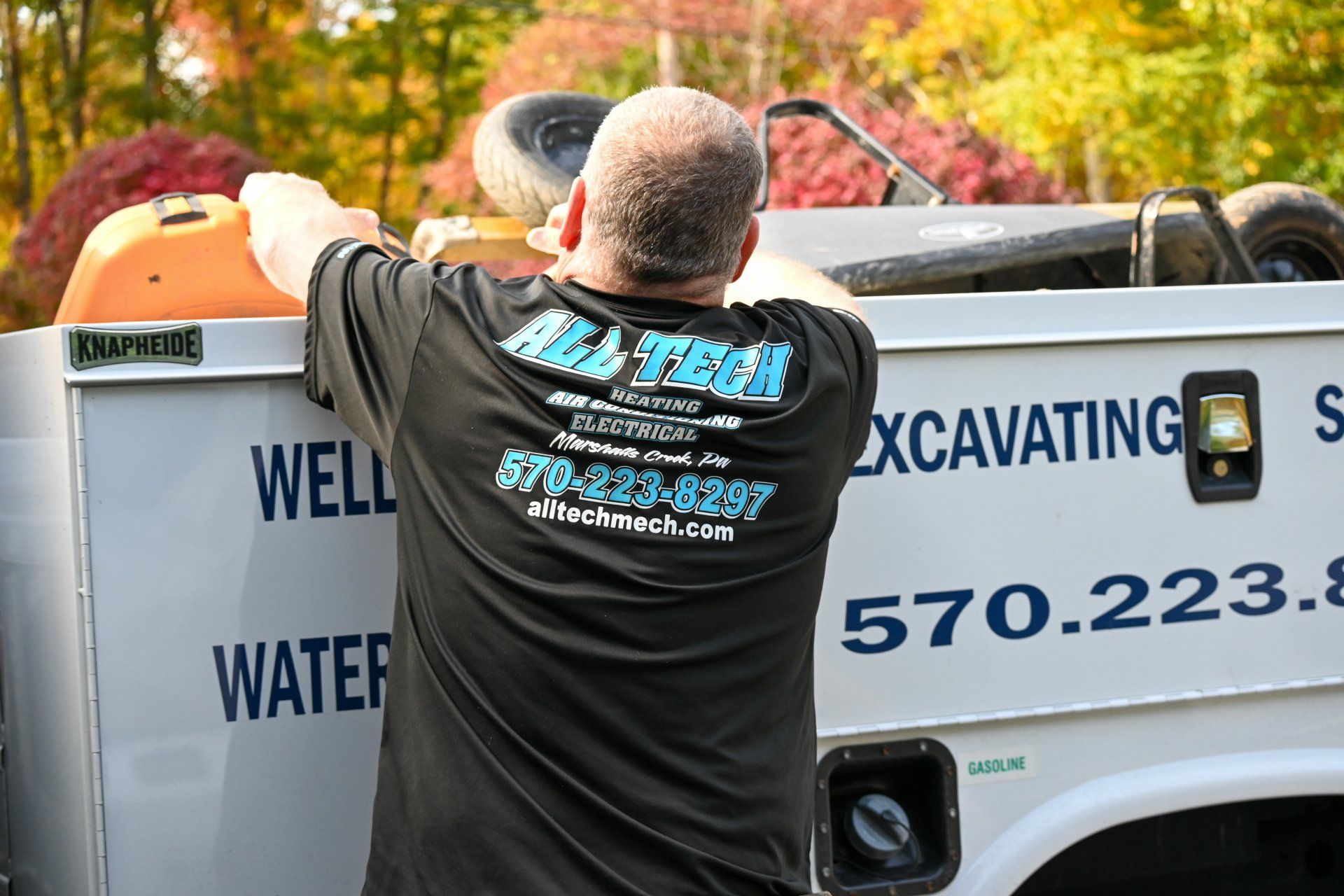 Putting tank in truck