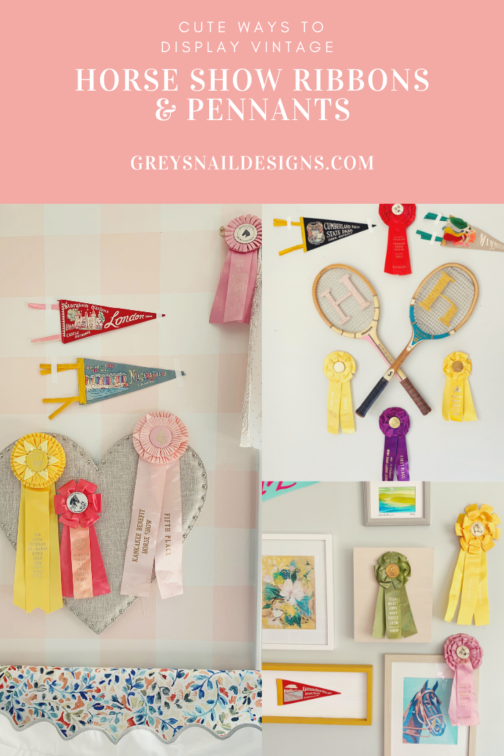 display vintage pennants and horse show ribbons