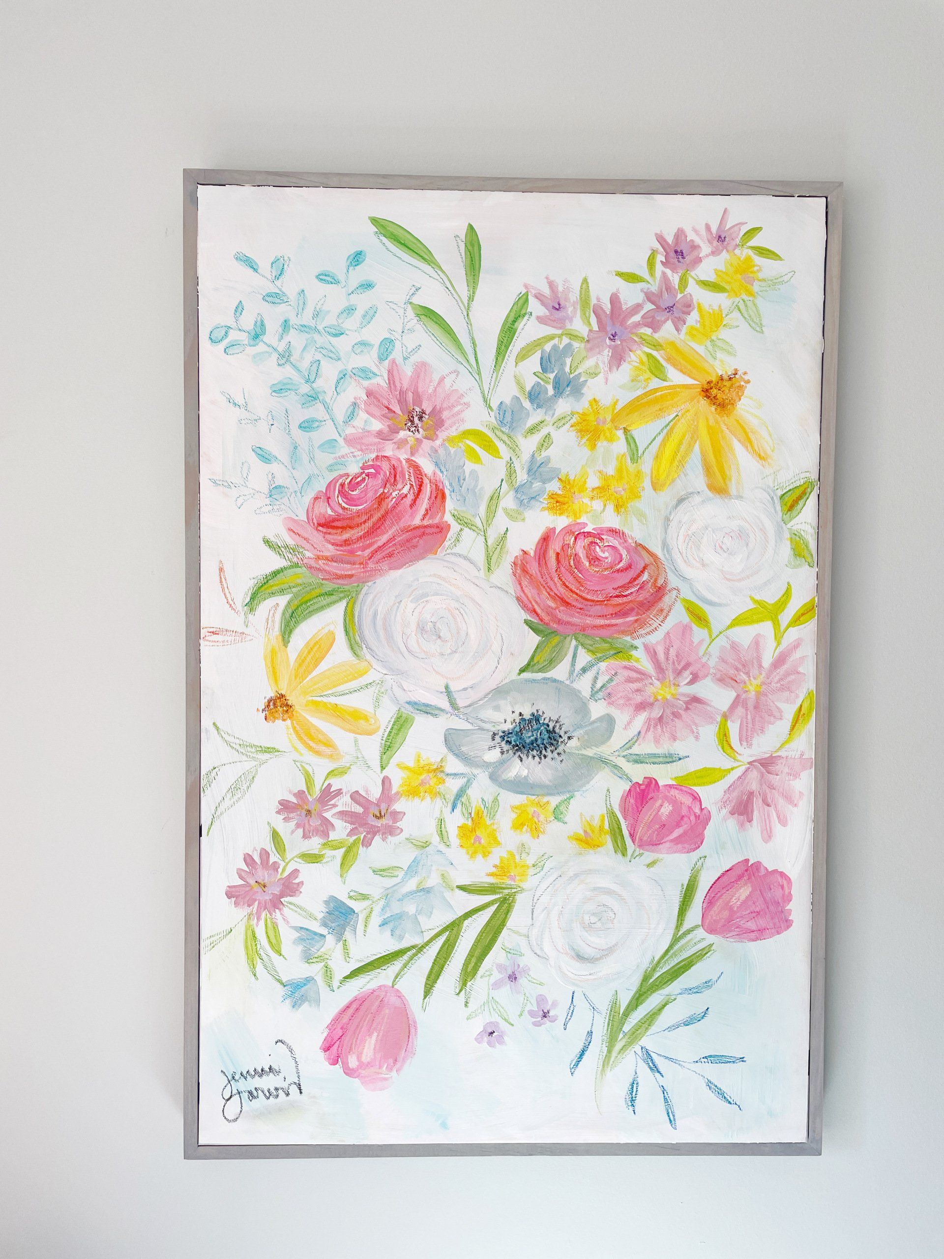 Bright colored floral painting