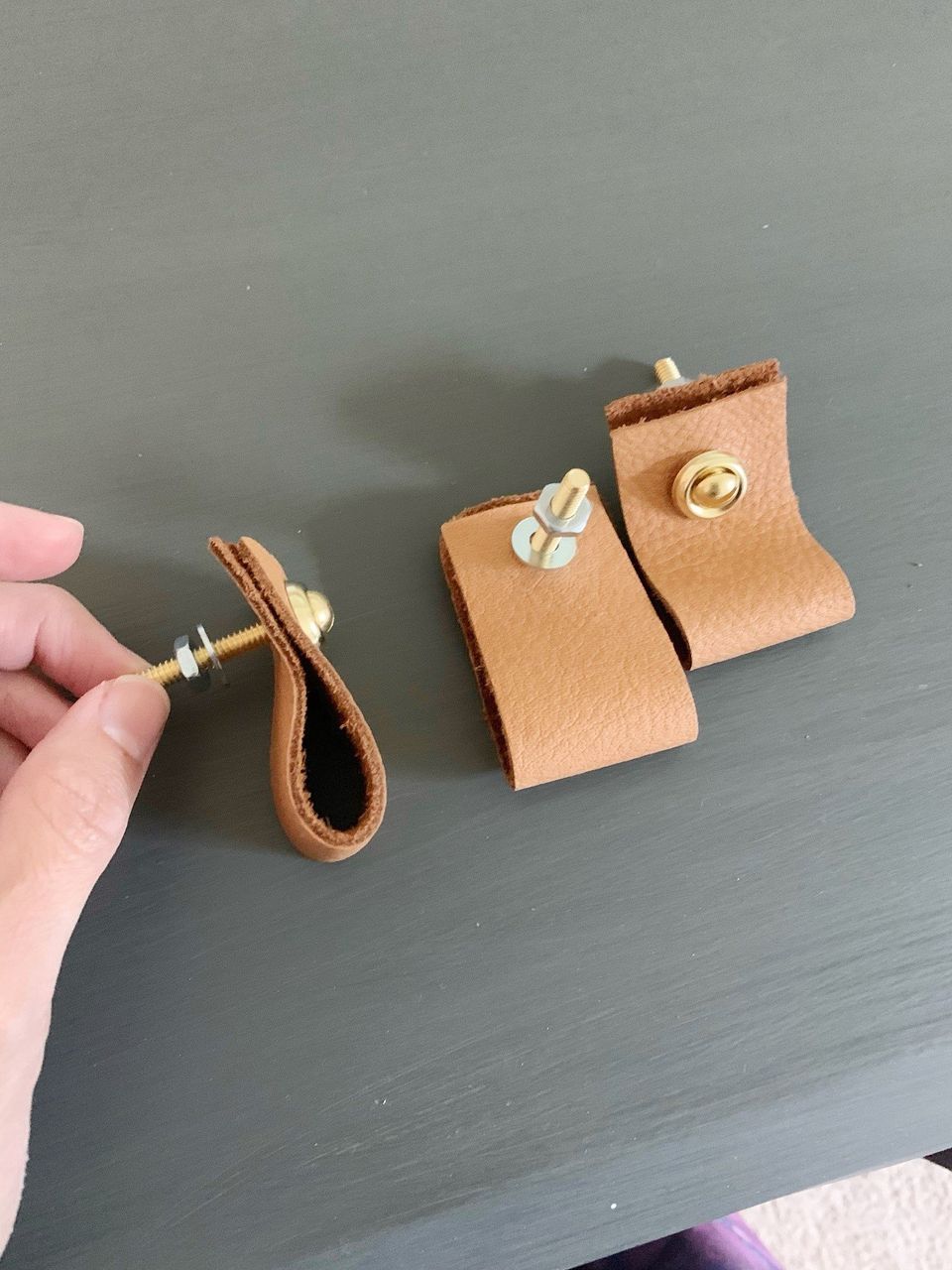 putting together leather drawer pulls
