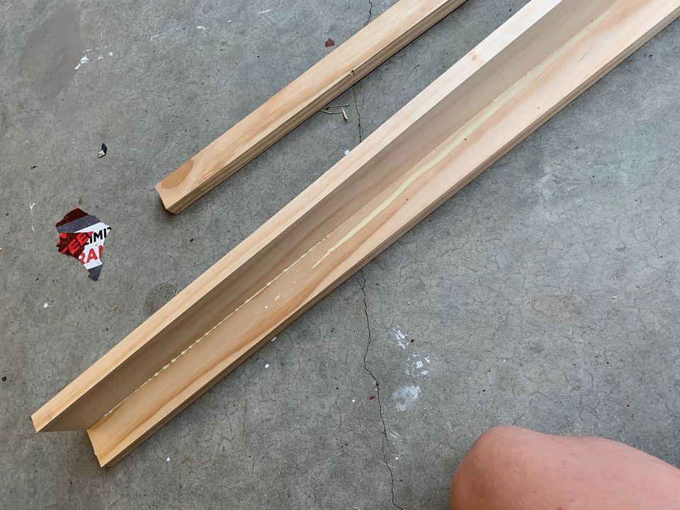 Gluing the boards together with wood glue