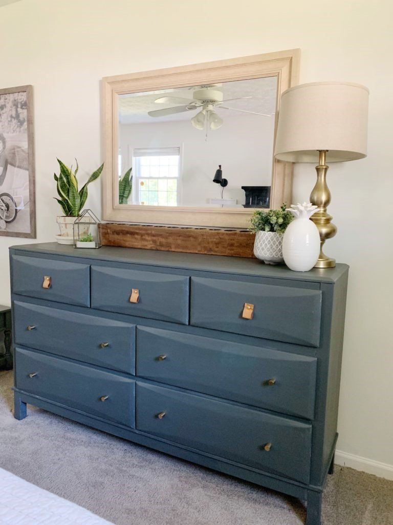 Grey Chalk painted dresser with gold hardware