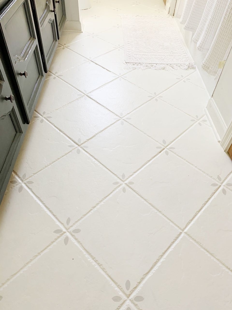 Freshly painted tile floors