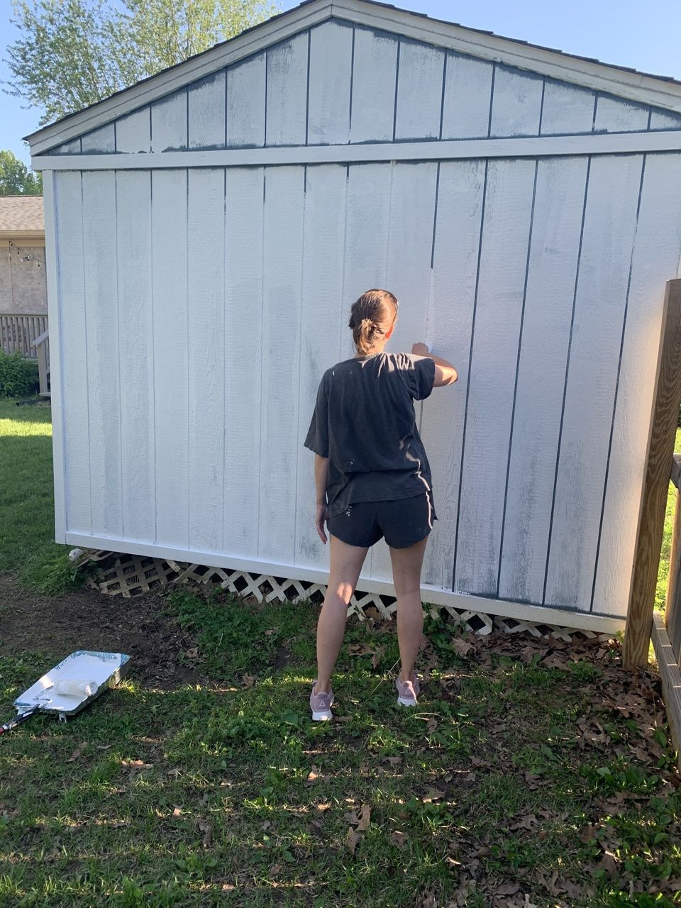 painting white shed cracks