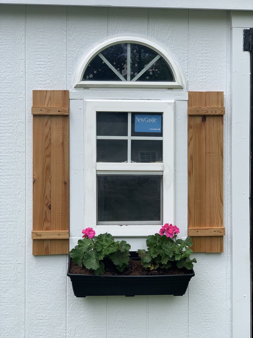 diy cedar shutters and flower box for shed