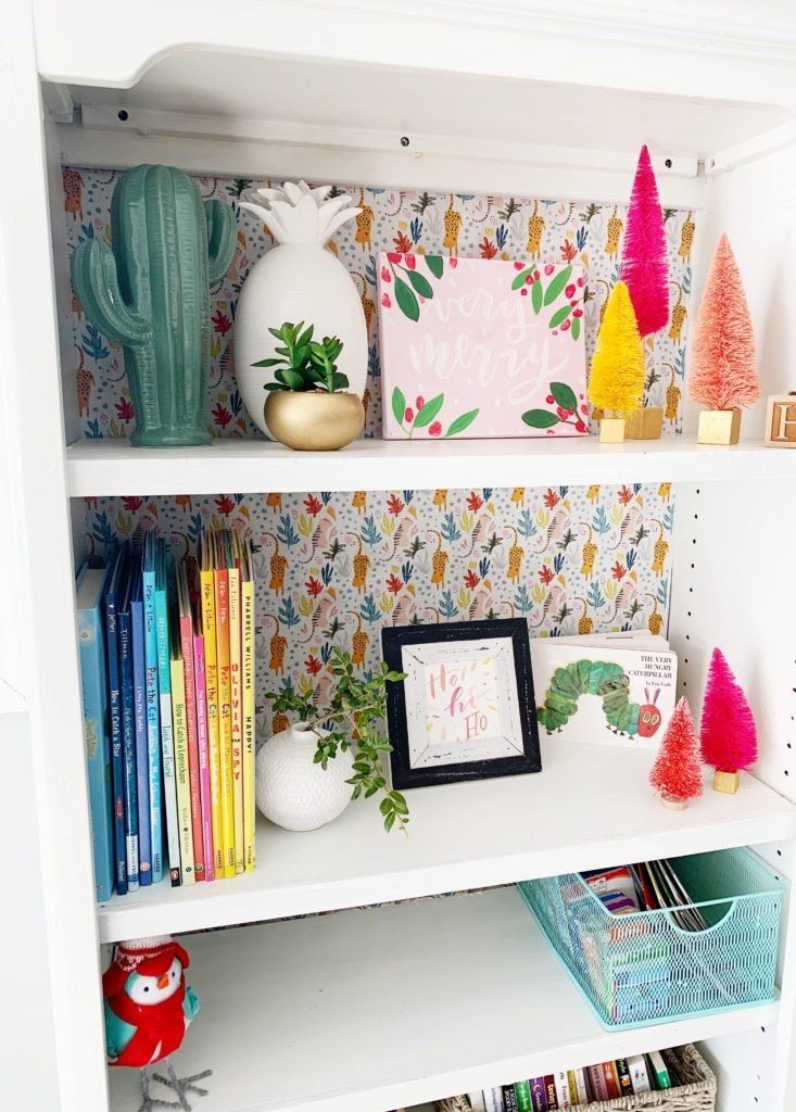 little girls fabric background on book shelf