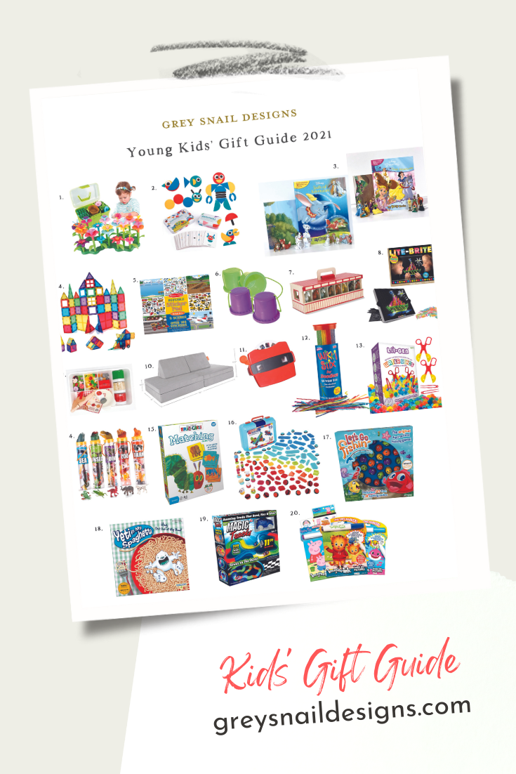 2021 young kids' gift guide by Grey Snail Designs