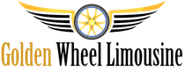 Logo of Golden Wheel Limousine: golden wheel with wings.
