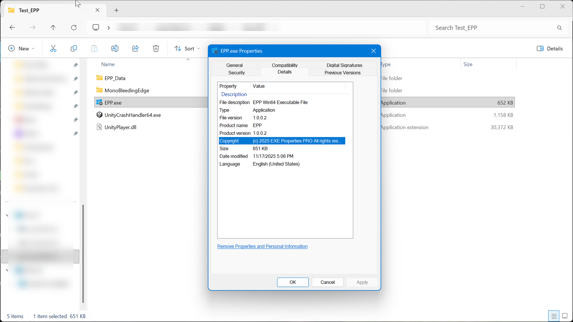 EXE Properties PRO EXE Properties PRO