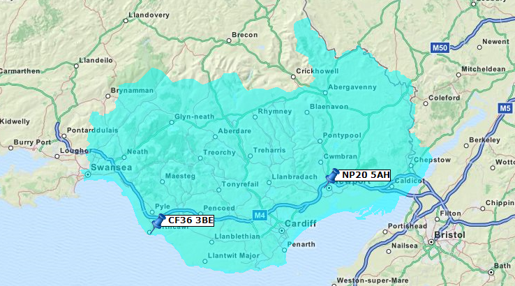 south wales map