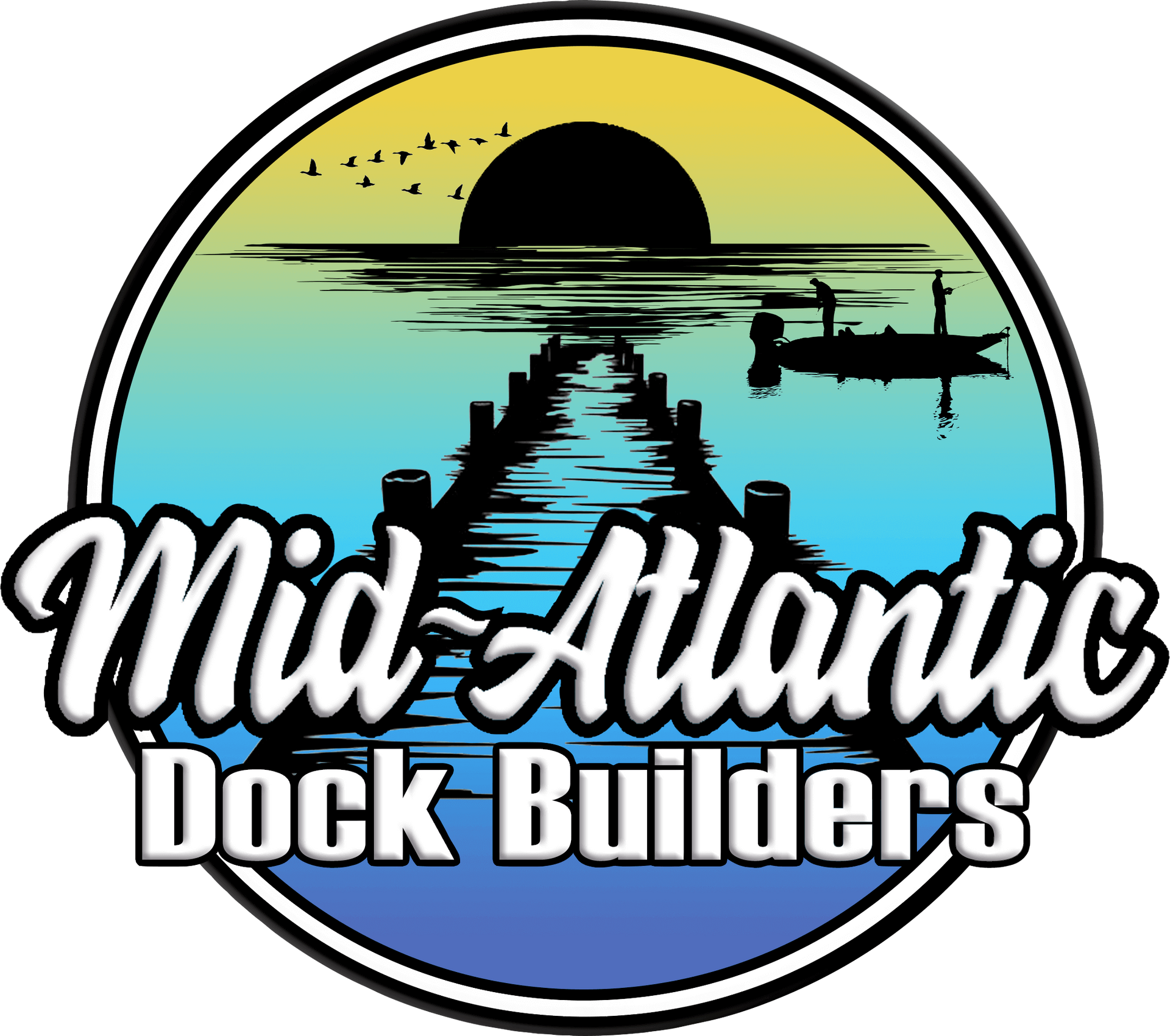 The logo for mid-atlantic dock builders shows a dock and boats in the water.
