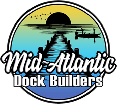 The logo for mid-atlantic dock builders shows a dock and boats in the water.