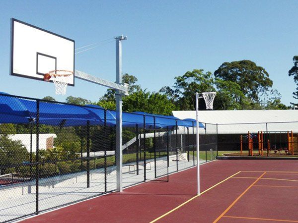 basketball hoop and court