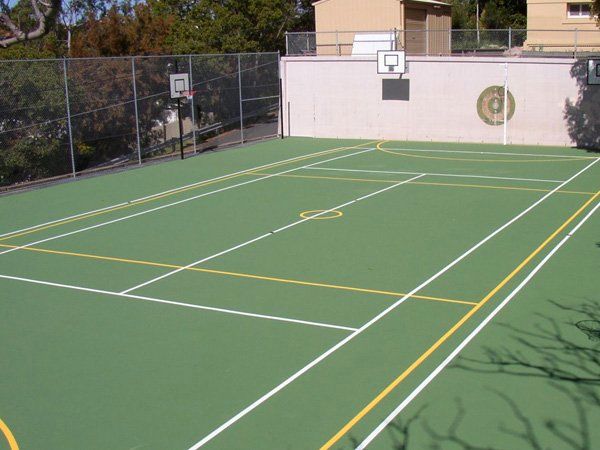 multipurpose court, fencing, sports accessories, tennis, basketball, netball, school court