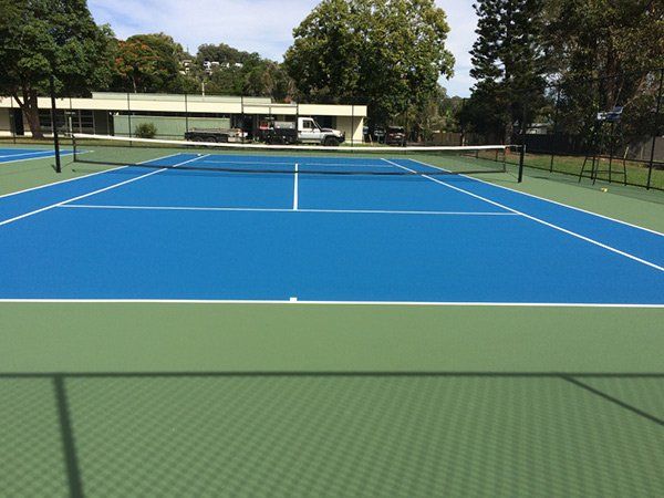 light blue tennis court