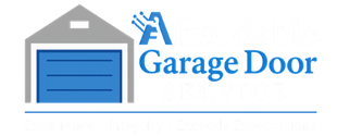 The logo for affordable garage door service shows a blue garage door.